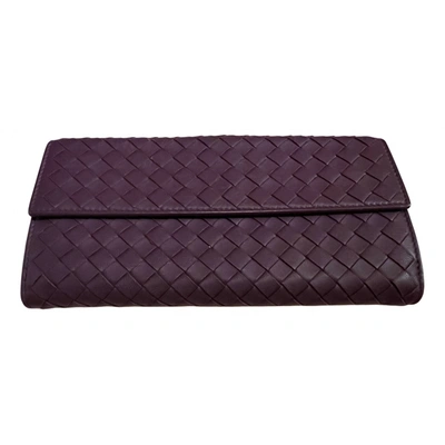 Pre-owned Bottega Veneta Intrecciato Leather Wallet In Purple