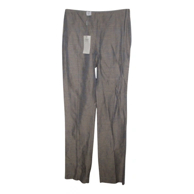 Pre-owned Alberta Ferretti Linen Straight Pants In Grey