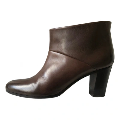 Pre-owned Maison Margiela Leather Ankle Boots In Brown