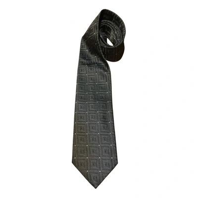 Pre-owned St Dupont Silk Tie In Grey