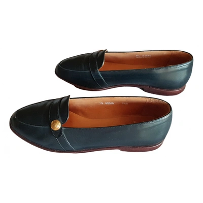 Pre-owned Ralph Lauren Leather Flats In Navy