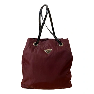 Pre-owned Prada Tessuto City Cloth Handbag In Burgundy