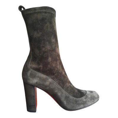 Pre-owned Christian Louboutin Ankle Boots In Khaki