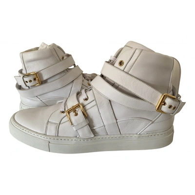 Pre-owned Casadei Leather High Trainers In White