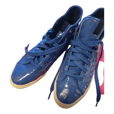 Pre-owned Geox Patent Leather Trainers In Blue