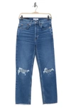Re/done Originals High Waist Stovepipe Jeans In Dusk Destroy