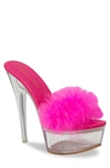 Chase & Chloe Serenity Faux Fur Stiletto Mule Sandal In Fuchsia