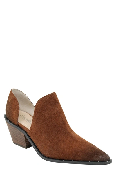 Charles By Charles David Parson Studded Pointed Toe Bootie In Dk Brown Suede