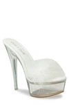 Chase & Chloe Serenity Faux Fur Stiletto Mule Sandal In White