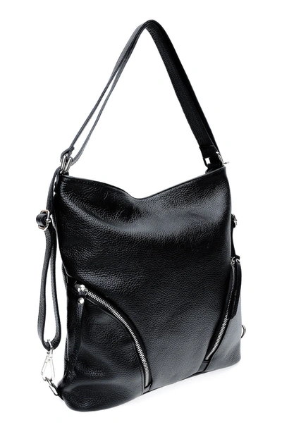 Isabella Rhea Convertible Leather Backpack/tote In Nero
