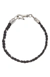 John Varvatos Leather & Sterling Silver Bracelet In Silver