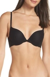 On Gossamer Sleek Micro Lace Underwire Convertible Push-up Bra In Black