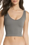 Free People Intimately Fp Solid Rib Brami Crop Top In Grey