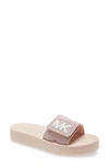 Michael Michael Kors Women's Mk Logo Platform Slide Sandals In Soft Pink