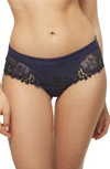 Simone Perele 'wish' Embroidered Boyshorts In Night Blue