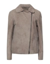 SALVATORE SANTORO SALVATORE SANTORO WOMAN JACKET DOVE GREY SIZE 8 OVINE LEATHER