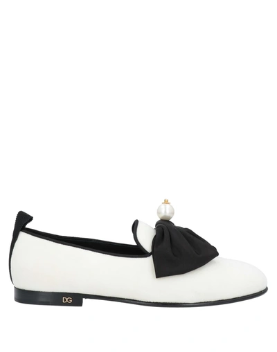 Dolce & Gabbana Embellished Two-tone Velvet Loafers In White