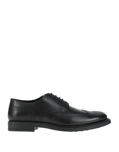 TOD'S TOD'S MAN LACE-UP SHOES BLACK SIZE 6.5 SOFT LEATHER