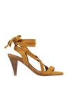 Ba&sh Buckled Studded Suede Sandals In Yellow
