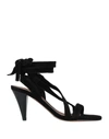 Ba&sh Buckled Studded Suede Sandals In Black