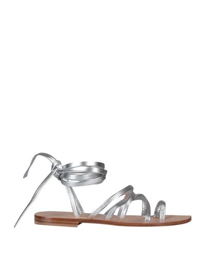 Moda Positano Toe Strap Sandals In Silver