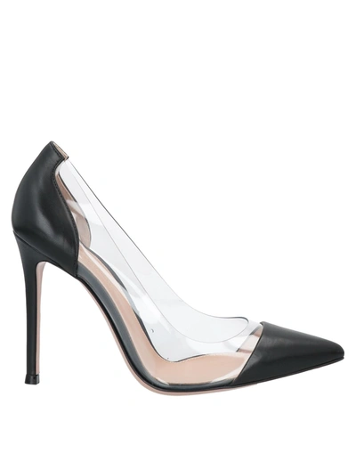 Gianvito Rossi Woman Pumps Black Size 4.5 Leather, Pvc - Polyvinyl Chloride