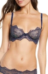 Dita Von Teese Metallic Lace Underwire Bra In Navy