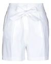 Pinko Uniqueness Woman Shorts & Bermuda Shorts White Size 6 Cotton, Elastane, Acetate, Metallic Fibe