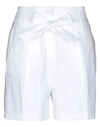 Pinko Uniqueness Woman Shorts & Bermuda Shorts White Size 4 Cotton, Elastane, Acetate, Metallic Fibe In White