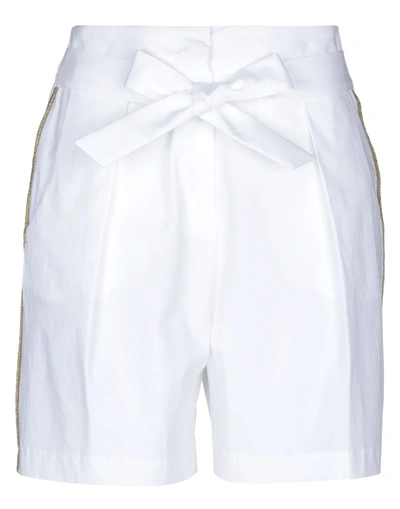 Pinko Uniqueness Woman Shorts & Bermuda Shorts White Size 4 Cotton, Elastane, Acetate, Metallic Fibe