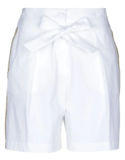 Pinko Uniqueness Woman Shorts & Bermuda Shorts White Size 6 Cotton, Elastane, Acetate, Metallic Fibe