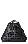 AKRIS MEDIUM AI LASER CUT CONVERTIBLE LEATHER TOTE