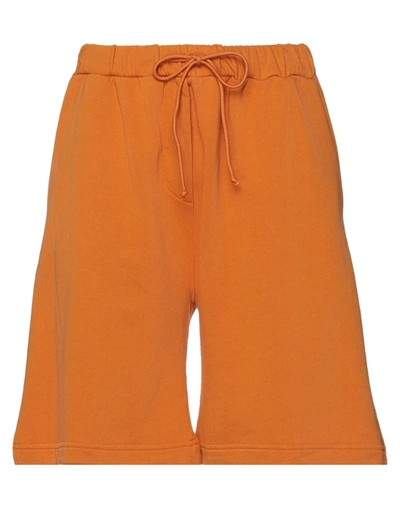 Semicouture Woman Shorts & Bermuda Shorts Orange Size M Cotton