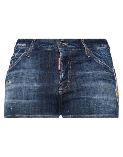 DSQUARED2 DSQUARED2 WOMAN DENIM SHORTS BLUE SIZE 00 COTTON, ELASTANE