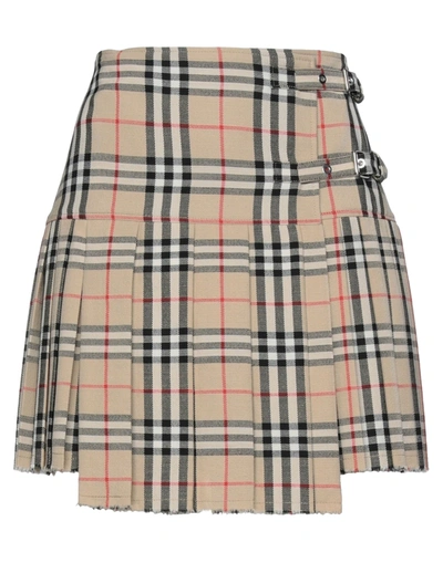 BURBERRY BURBERRY WOMAN MINI SKIRT BEIGE SIZE 6 WOOL