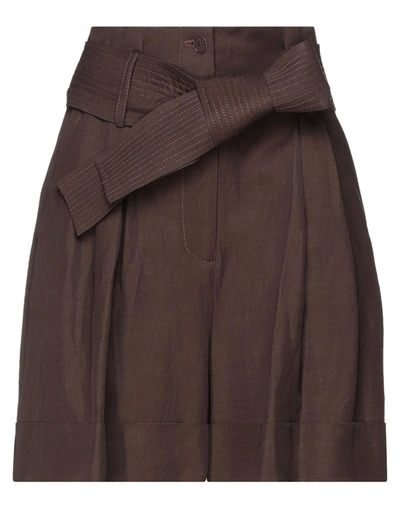 P.a.r.o.s.h P. A.r. O.s. H. Woman Shorts & Bermuda Shorts Brown Size Xxs Viscose, Linen In Brown