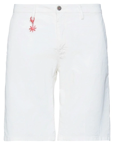 Manuel Ritz Man Shorts & Bermuda Shorts White Size 32 Cotton, Elastane