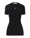 Off-white Woman T-shirt Black Size Xs Cotton, Elastane