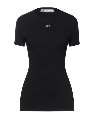 Off-white Woman T-shirt Black Size L Cotton, Elastane In Black