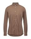 ALLEY DOCKS 963 ALLEY DOCKS 963 MAN SHIRT BROWN SIZE S COTTON, ELASTANE