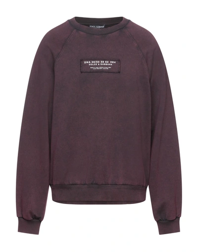 DOLCE & GABBANA DOLCE & GABBANA MAN SWEATSHIRT BURGUNDY SIZE 42 COTTON, ELASTANE