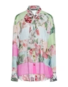 Dolce & Gabbana Floral Print Silk Paneled Blouse In Green