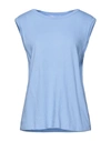 MICHAEL STARS MICHAEL STARS WOMAN T-SHIRT PASTEL BLUE SIZE L COTTON