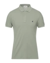 Brooksfield Man Polo Shirt Sage Green Size 46 Cotton