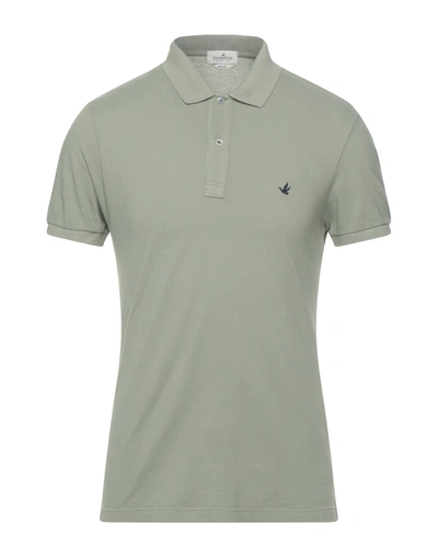 Brooksfield Man Polo Shirt Sage Green Size 46 Cotton