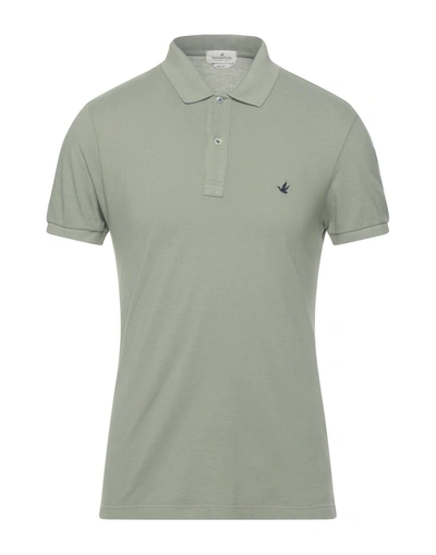 Brooksfield Polo Shirts In Sage Green