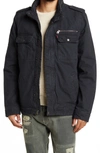 Levi's Hooded Canvas Military Jacket In Navy