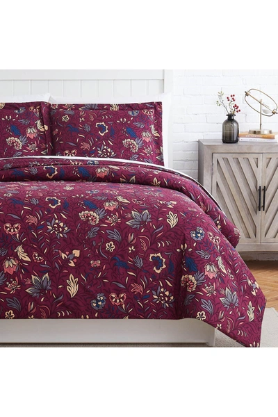 Southshore Fine Linens Blooming Blossoms Duvet Cover Set In Red