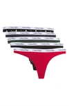 Calvin Klein Logo Thongs In 0j8 Black/ Obses