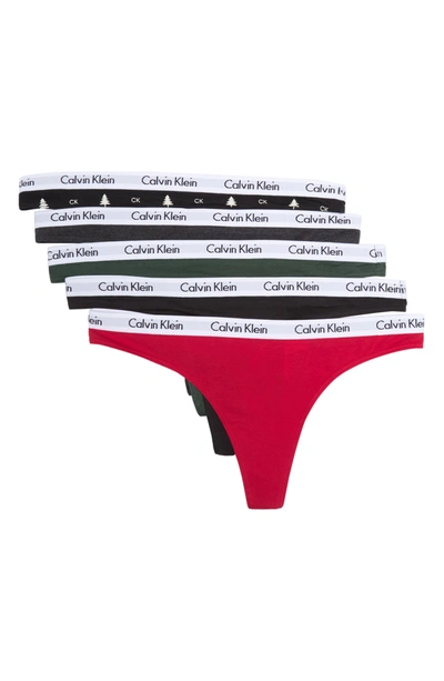Calvin Klein Logo Thongs In 0j8 Black/ Obses
